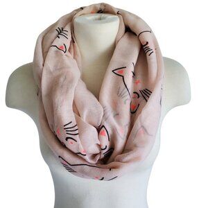 Lina Lily Cute Cat Print Boho Infinity Scarf Gift Accessories Fun Cat Lady